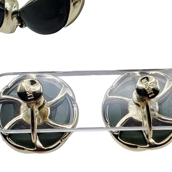 Green Lucite Choker & Earrings Gold Tone Screw Back LISNER Necklace Thermoset - Picture 4 of 10